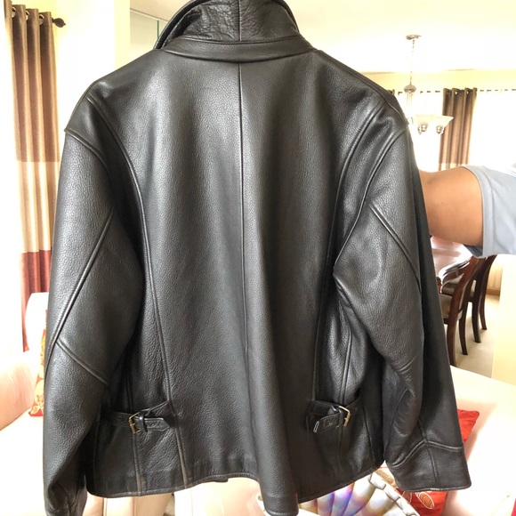 Brown Leather Bomber Jacket - Picture 8 of 8